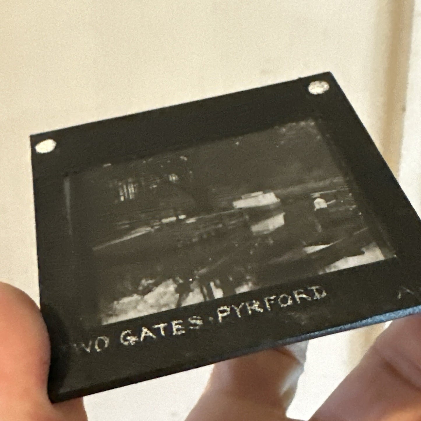 Antique Magic Lantern Glass Slide two gates pyrford Canal River