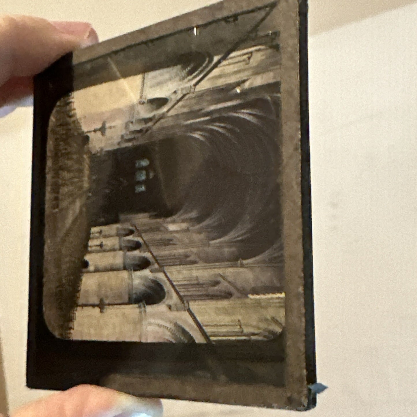 Antique Magic Lantern Glass Slide Nave Hereford Cathedral Colour PHOTO G.W.W www