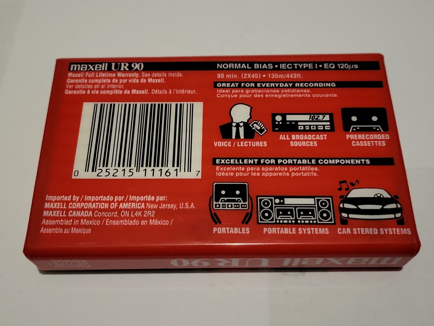 Maxwell UR 90 Blank audio cassette tape - NEW SEALED media