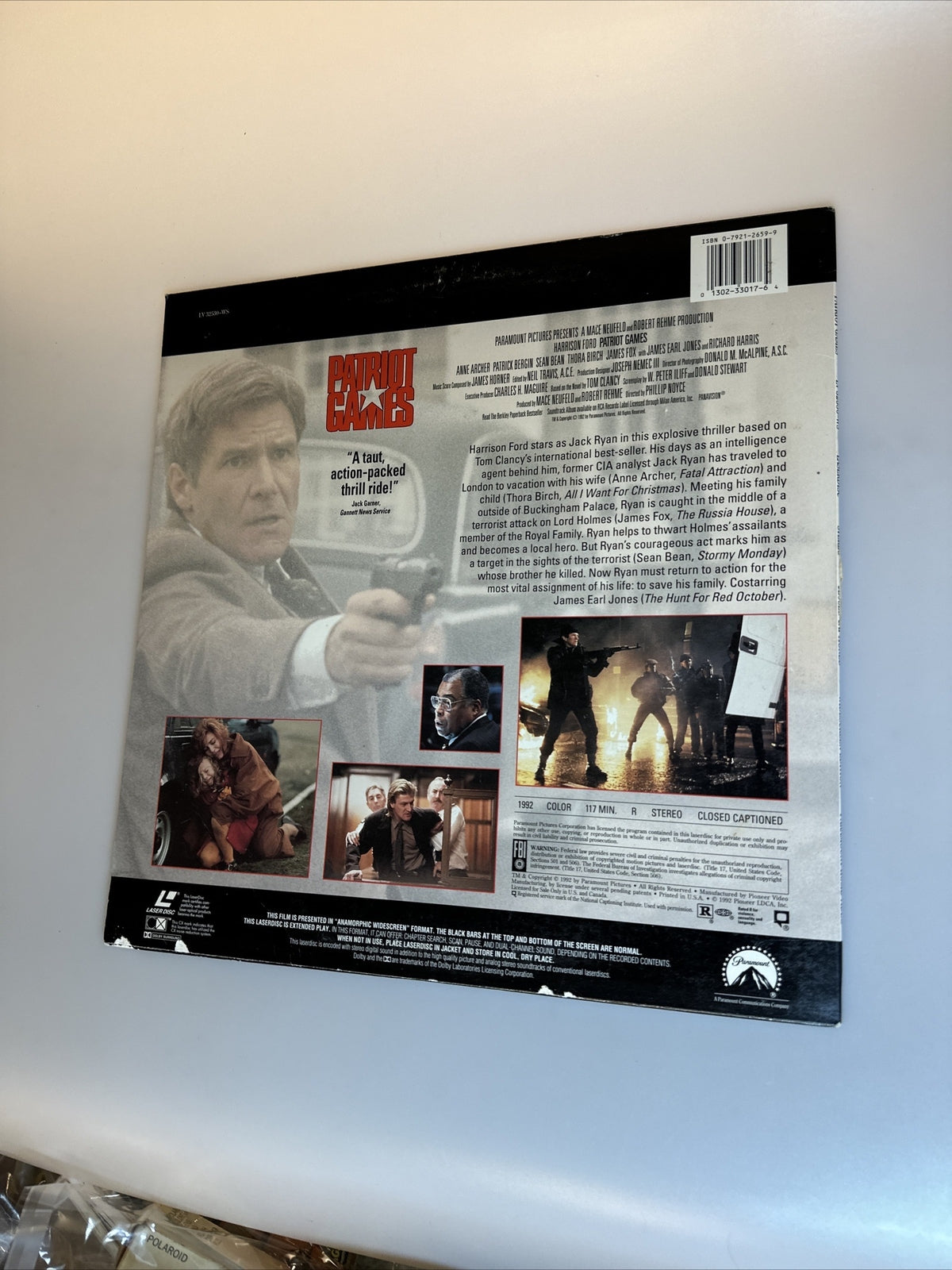 Harrison Ford Patriot Games Widescreen Pioneer NTSC Laserdisc laser disc media