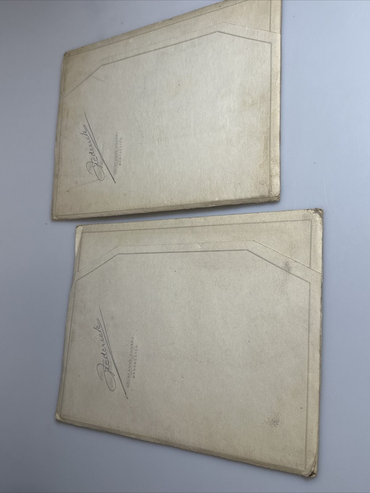 Antique pair large portrait photograph print young lady Frederick Manchester