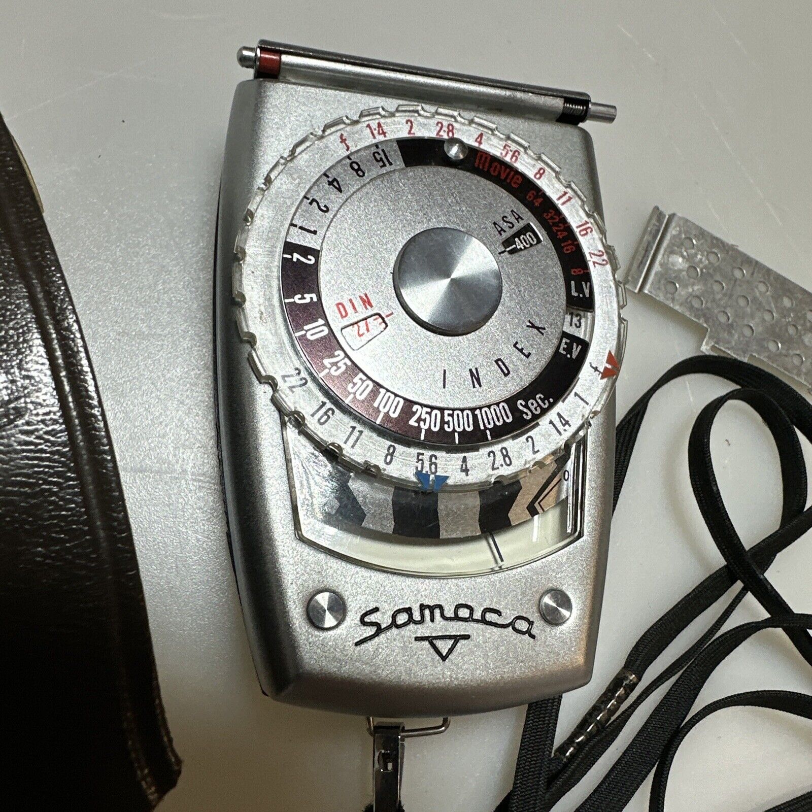 Samoca analogue hand held light exposure f/stop meter with vintage case Working