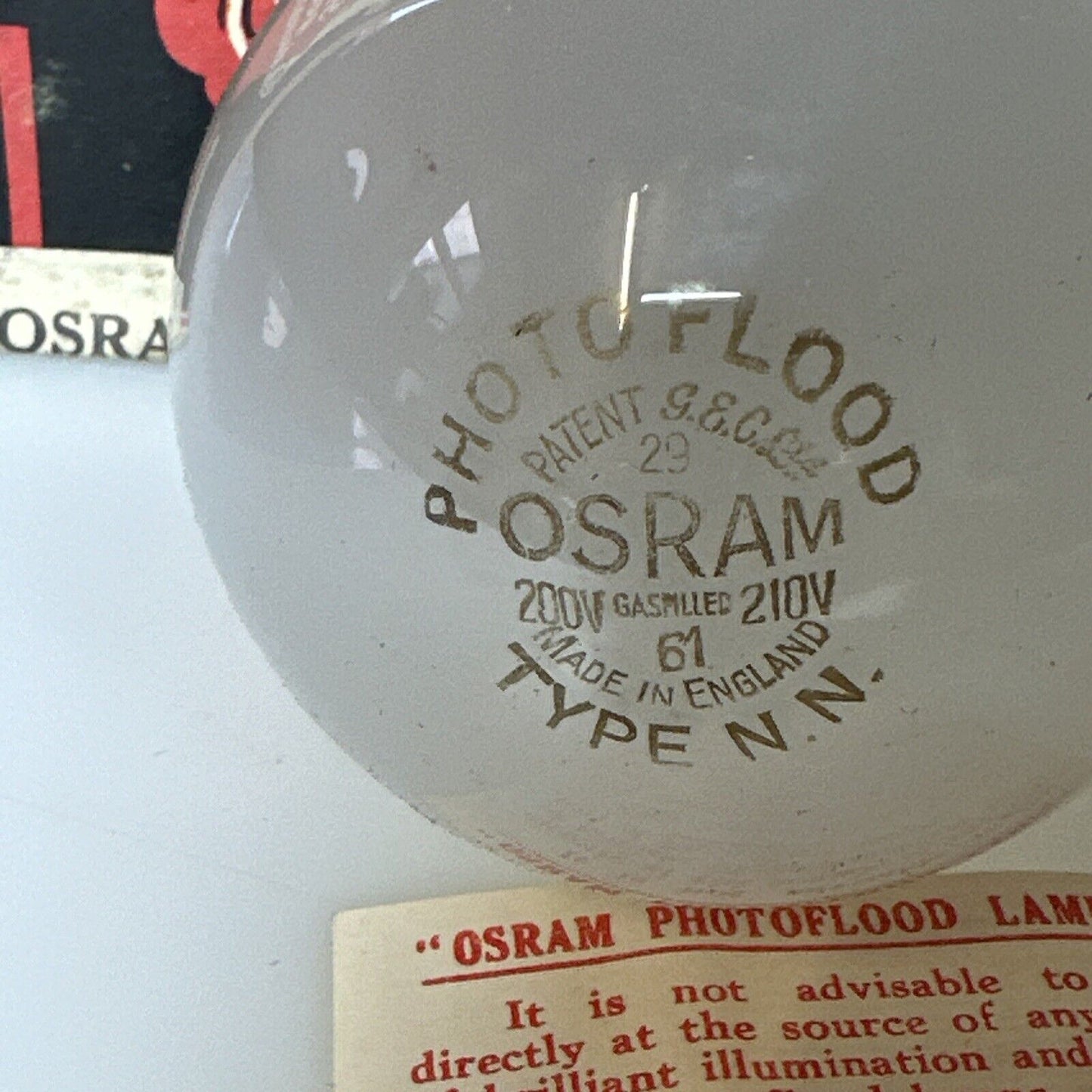Vintage Osram Photographic Lamp Photoflood Pearl 200 210 volts Bulb