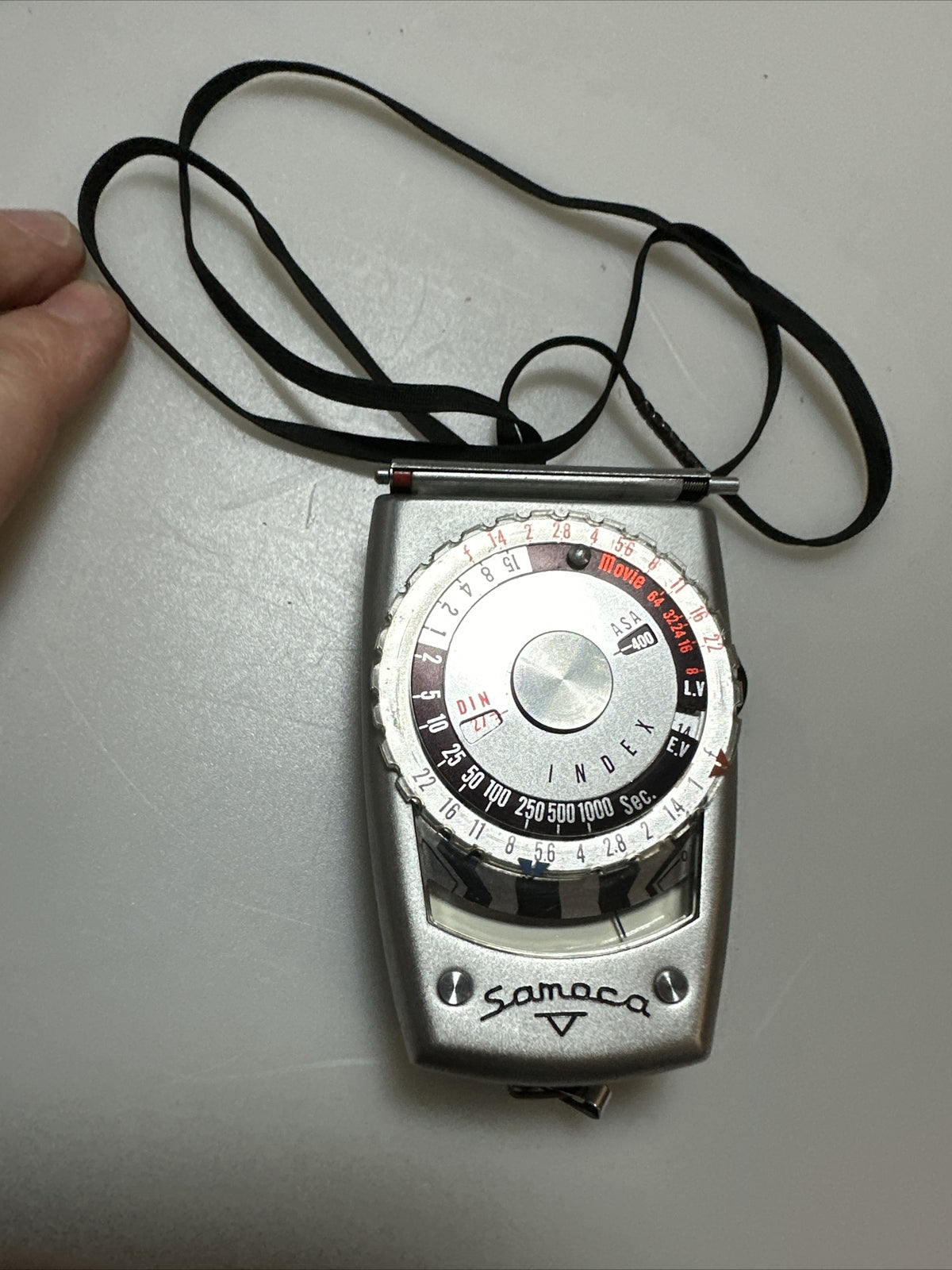 Samoca analogue hand held light exposure f/stop meter with vintage case Working