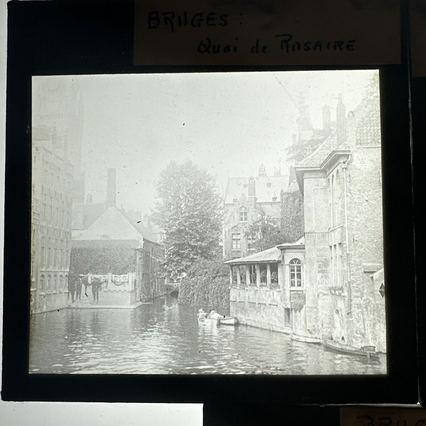 Antique magic lantern / projector glass slides Bruges