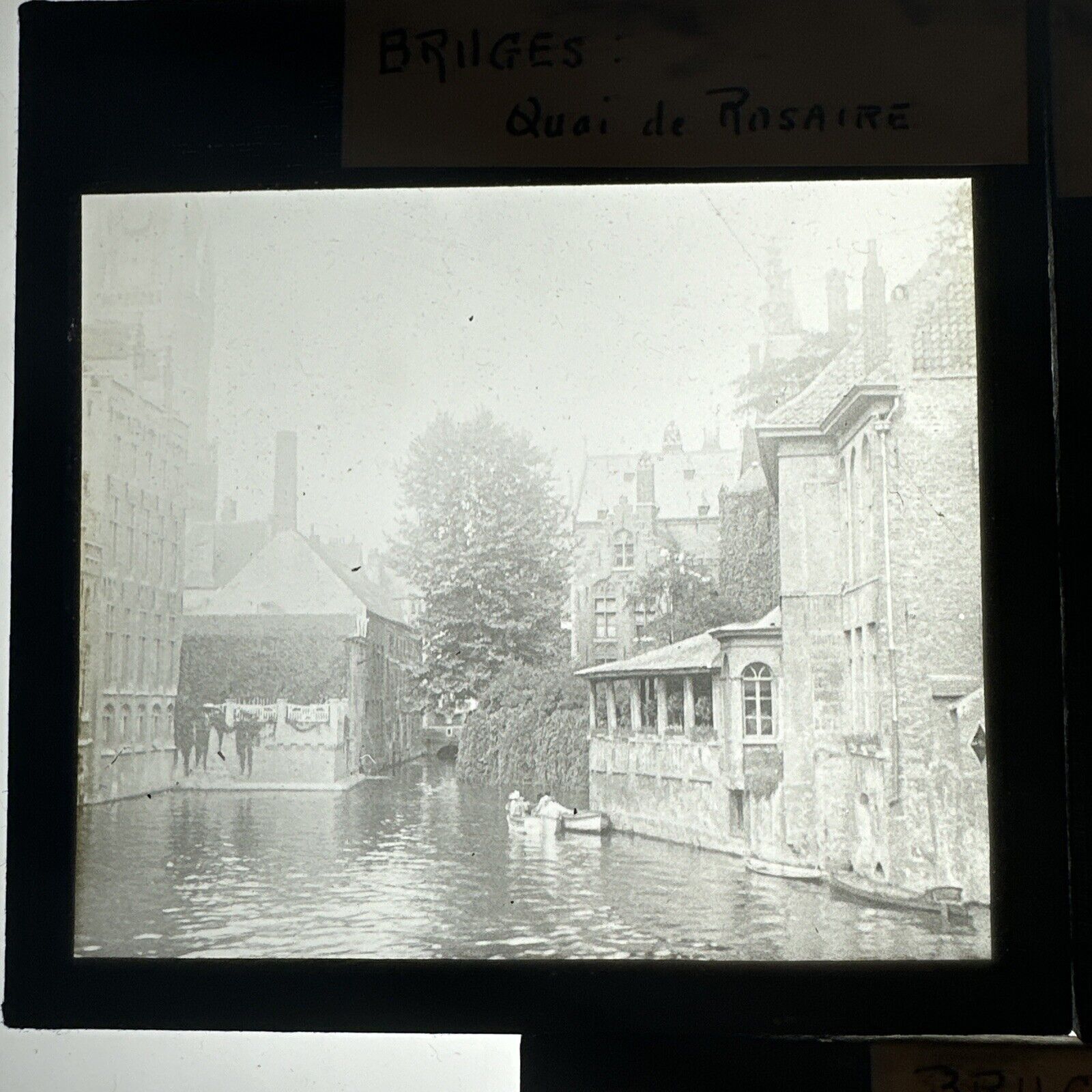 Antique magic lantern / projector glass slides Bruges