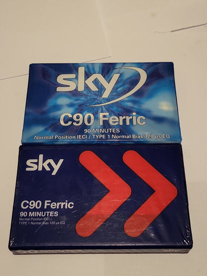 2 X C90 Ferric Sky 90 minutes audio cassette tape NEW SEALED media