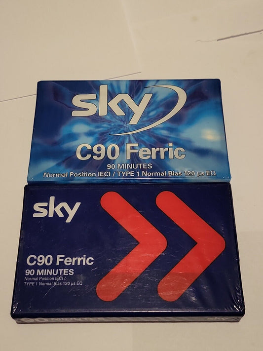 2 X C90 Ferric Sky 90 minutes audio cassette tape NEW SEALED media