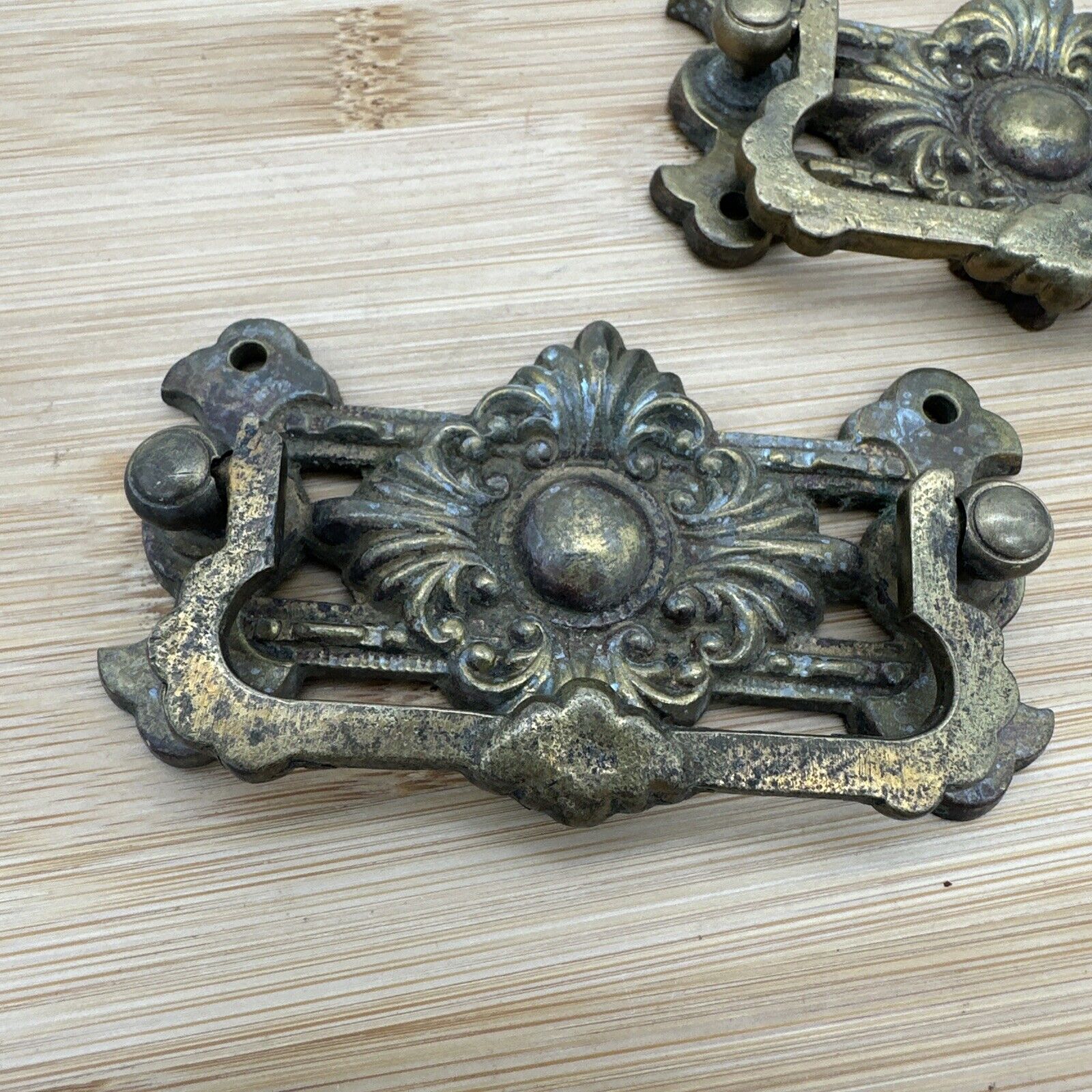 Lot of 2 Vintage Brass Drawer Pulls/Handles for Dresser or Cabinet