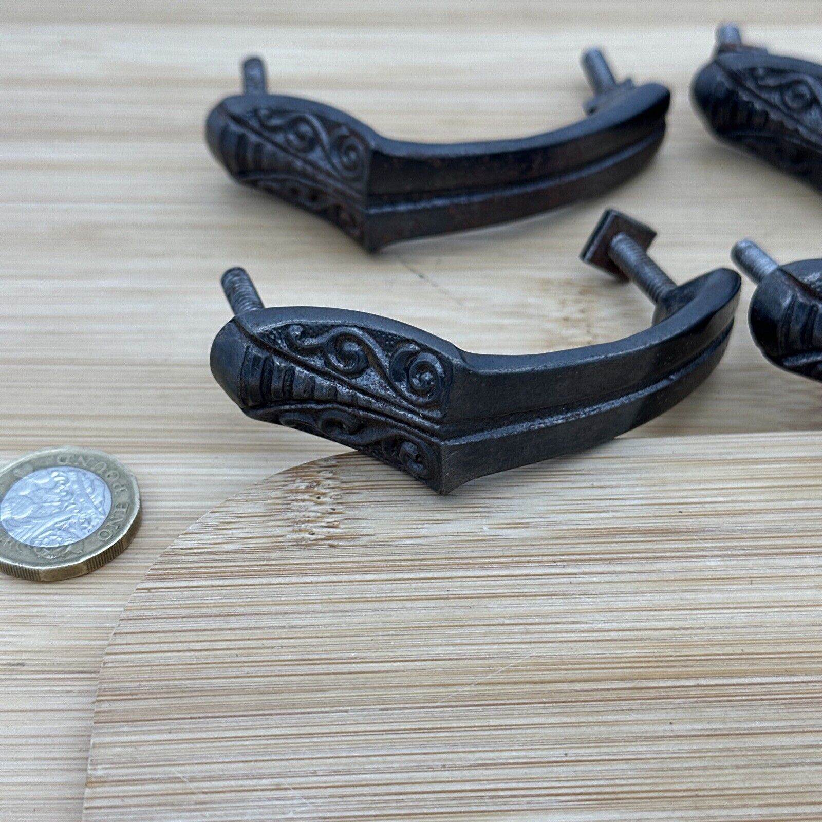 4pcs Vtg Victorian cast iron door window Drawer cabinet screen cupboard handle
