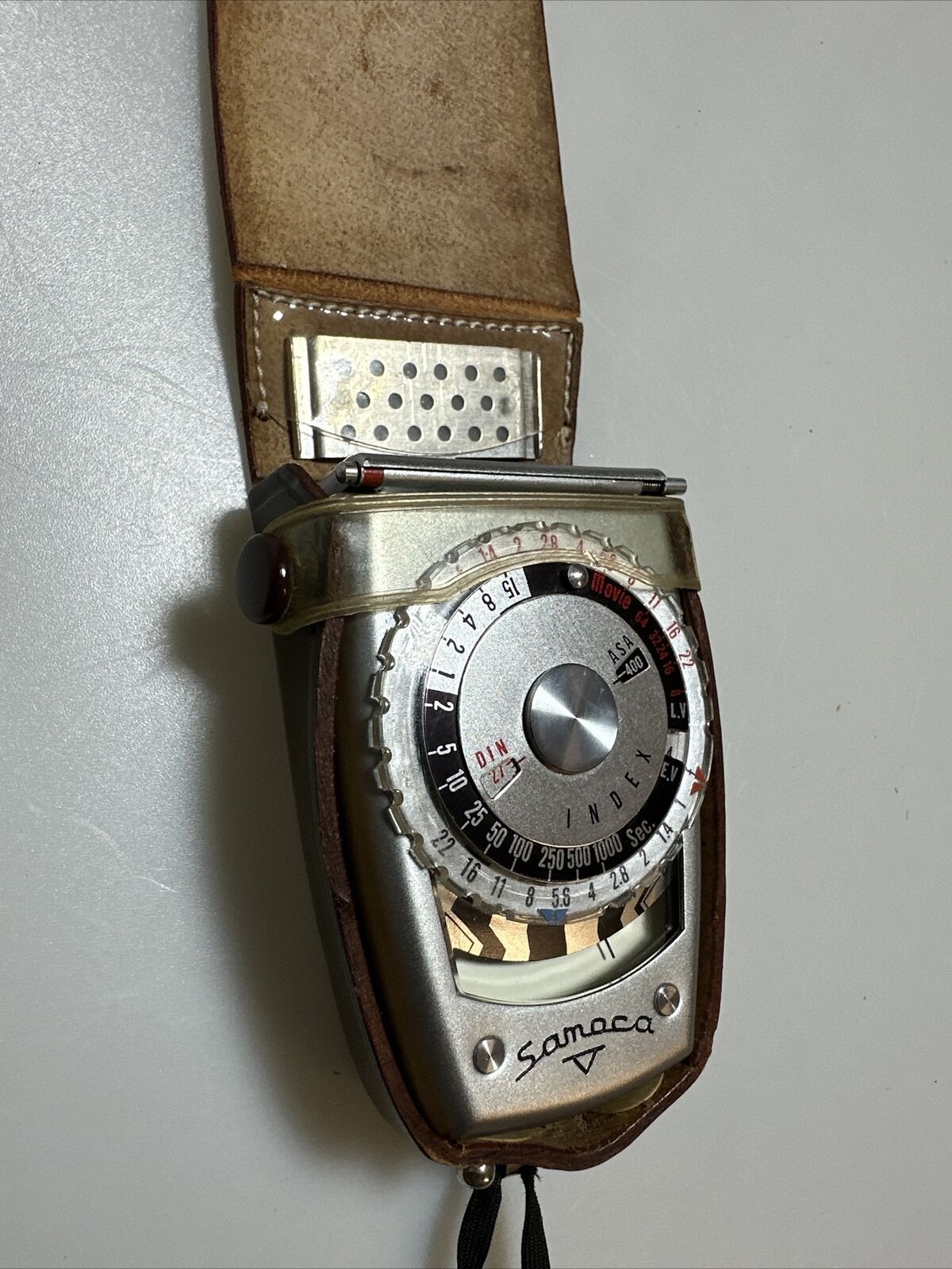 Samoca analogue hand held light exposure f/stop meter with vintage case Working