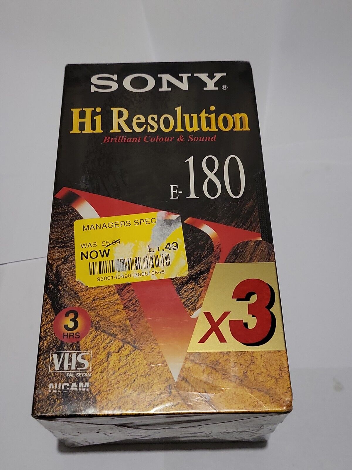 3 x Sony Hi Resolution V - E-180 VHS Video Cassette Tapes - NEW SEALED media