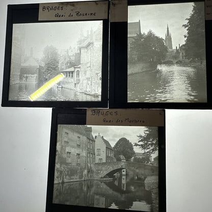 Antique magic lantern / projector glass slides Bruges