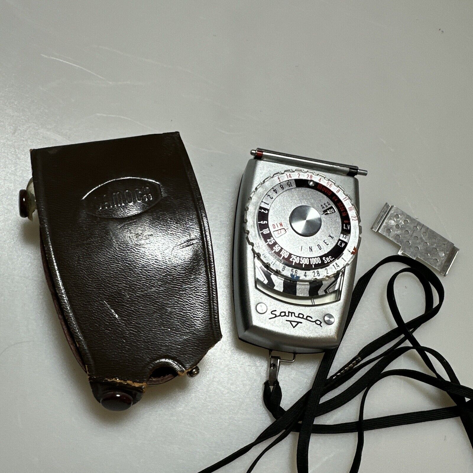 Samoca analogue hand held light exposure f/stop meter with vintage case Working