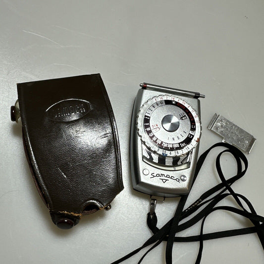 Samoca analogue hand held light exposure f/stop meter with vintage case Working