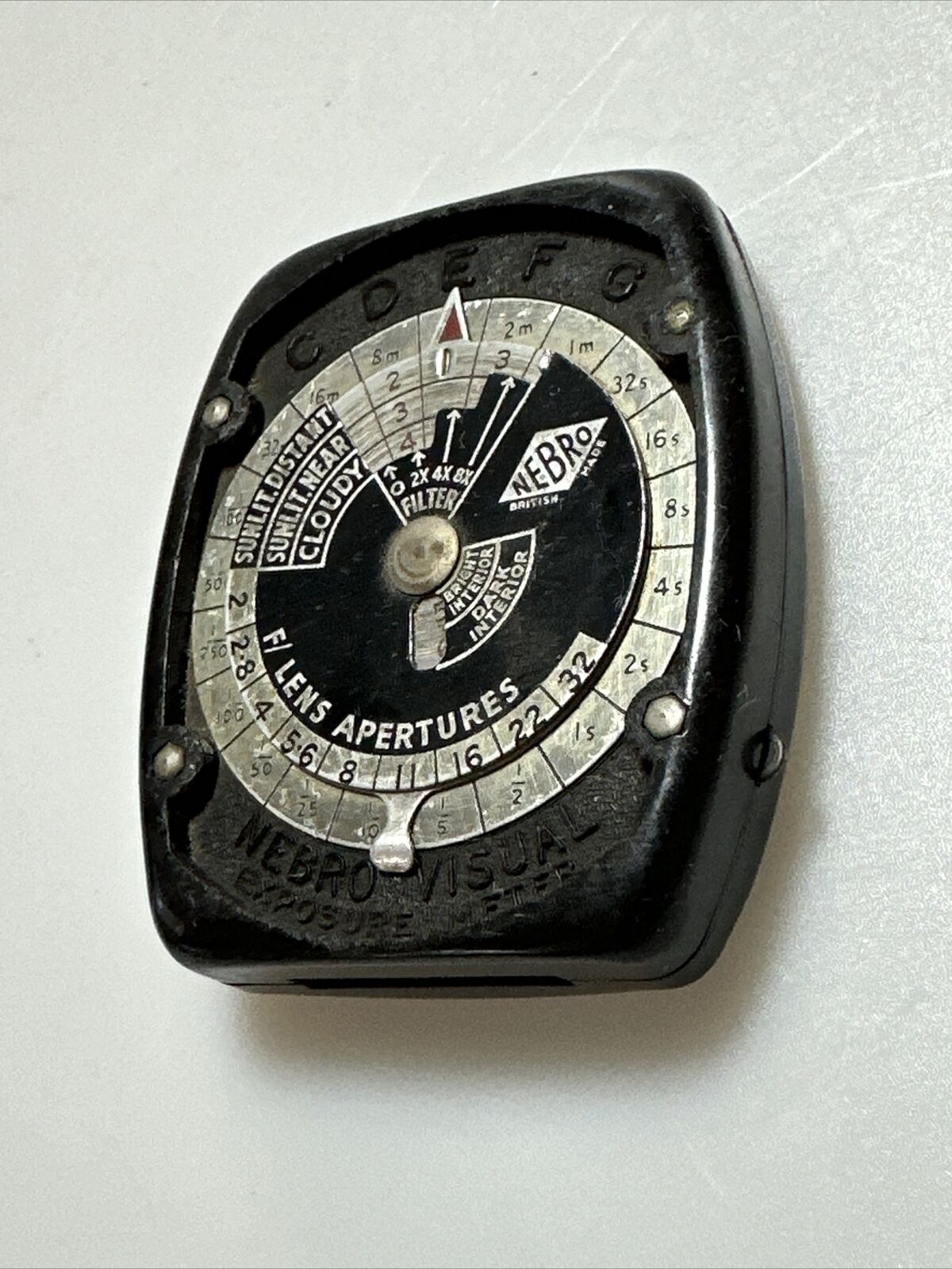 Vintage NEBRO VISUAL Exposure Light Meter With Lanyard and Leather Case