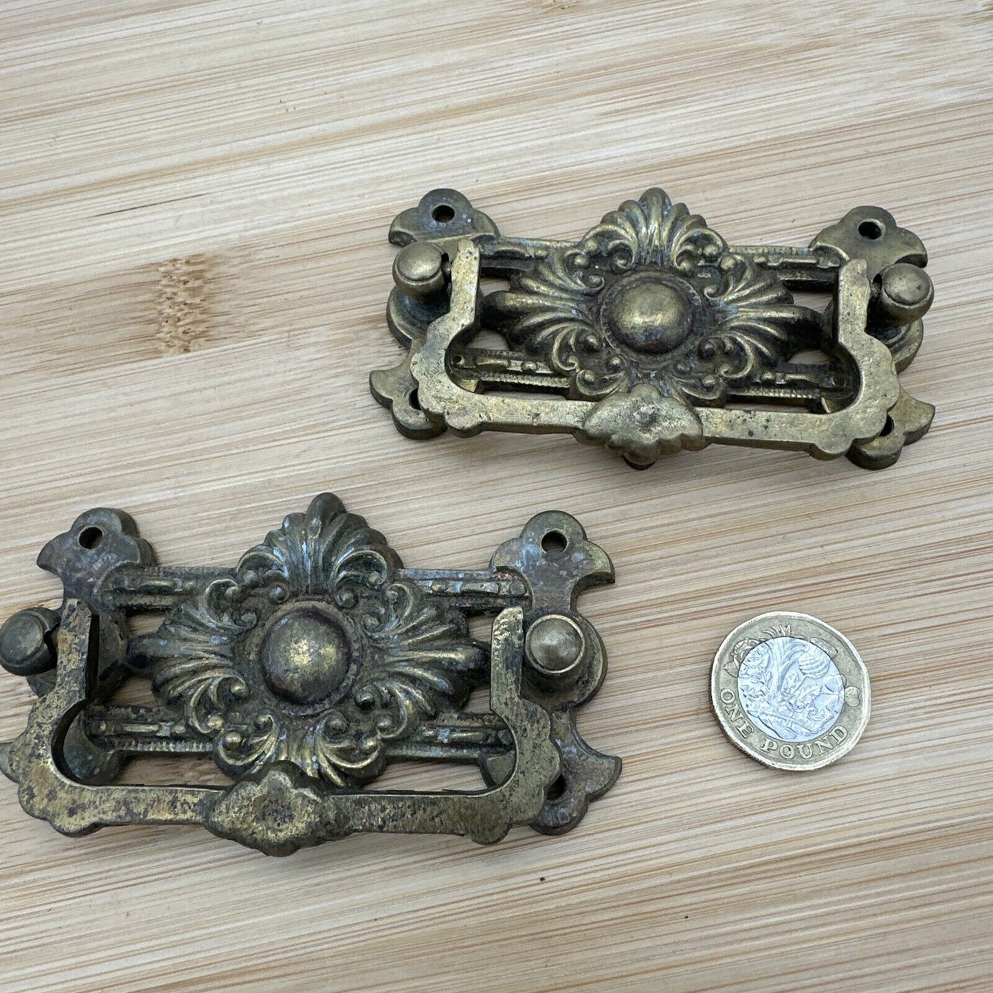 Lot of 2 Vintage Brass Drawer Pulls/Handles for Dresser or Cabinet