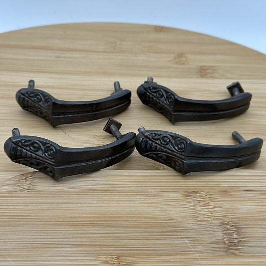 4pcs Vtg Victorian cast iron door window Drawer cabinet screen cupboard handle