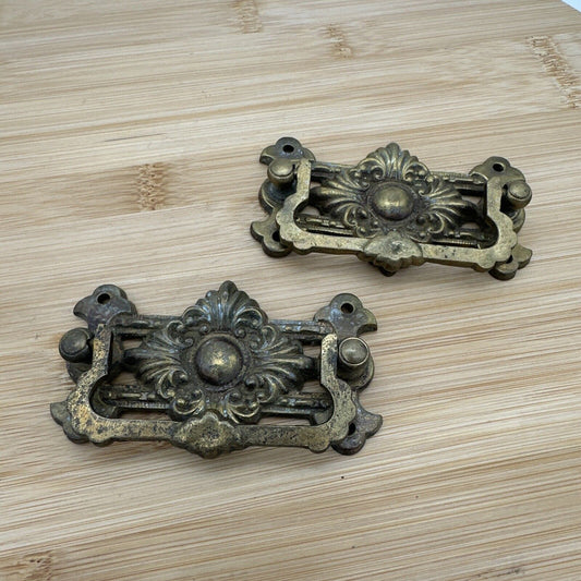 Lot of 2 Vintage Brass Drawer Pulls/Handles for Dresser or Cabinet