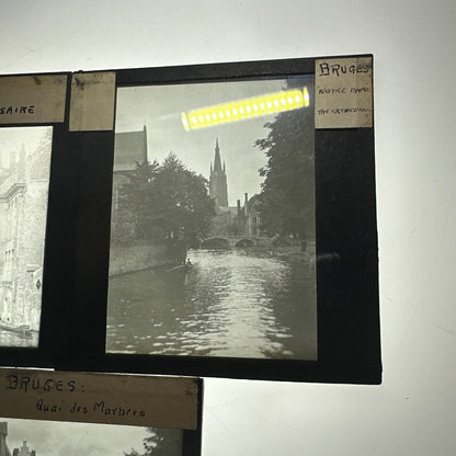 Antique magic lantern / projector glass slides Bruges
