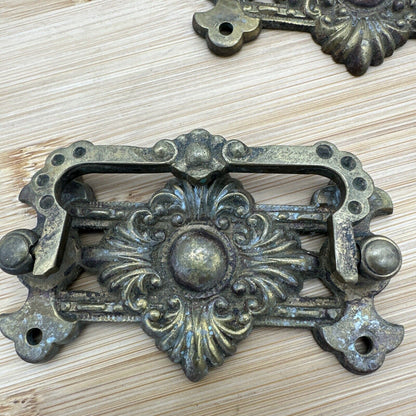 Lot of 2 Vintage Brass Drawer Pulls/Handles for Dresser or Cabinet