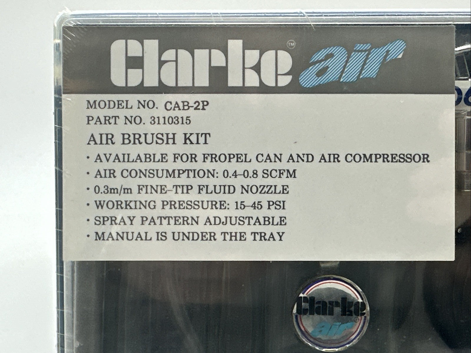 Air Brush Kit CAB 2P 03M Clarke Air NEW