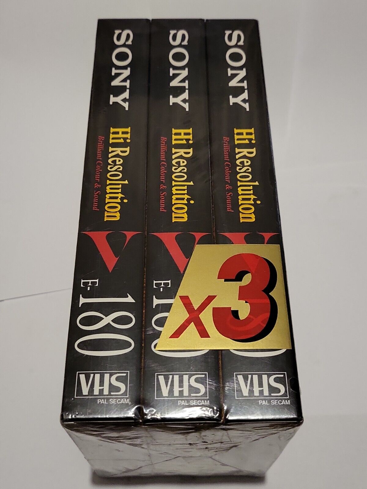 3 x Sony Hi Resolution V - E-180 VHS Video Cassette Tapes - NEW SEALED media