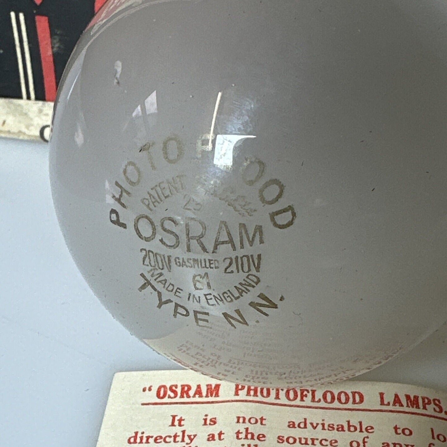 Vintage Osram Photographic Lamp Photoflood Pearl 200 210 volts Bulb