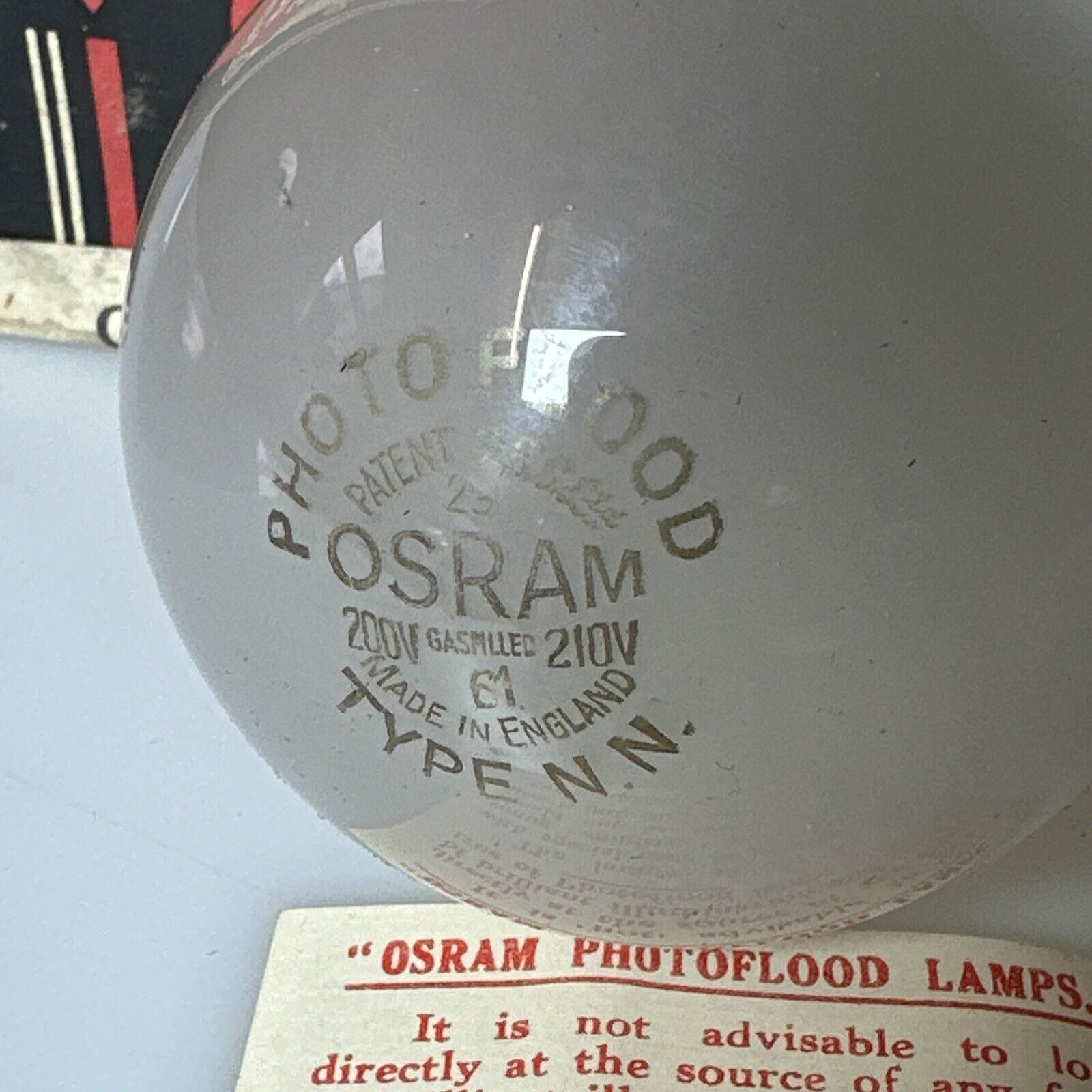 Vintage Osram Photographic Lamp Photoflood Pearl 200 210 volts Bulb