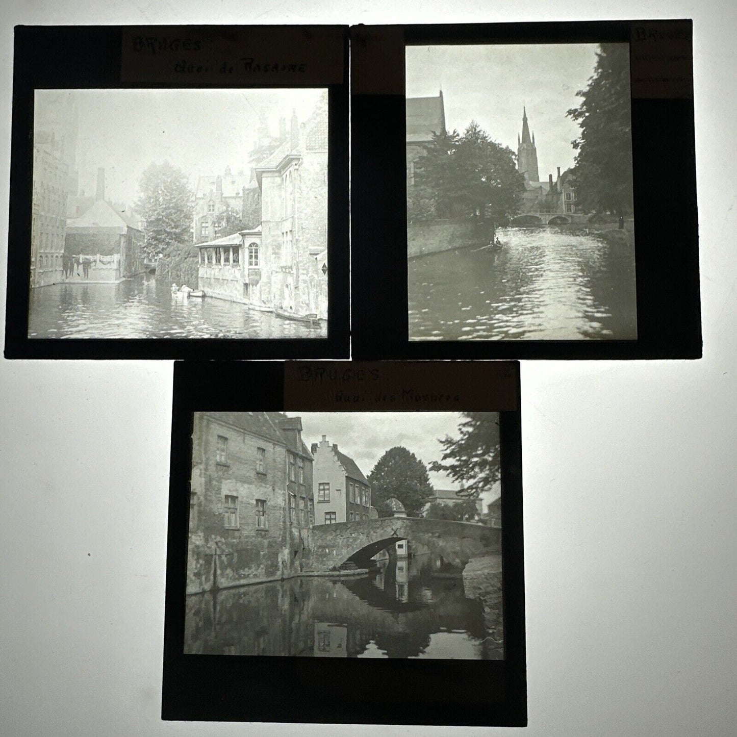 Antique magic lantern / projector glass slides Bruges