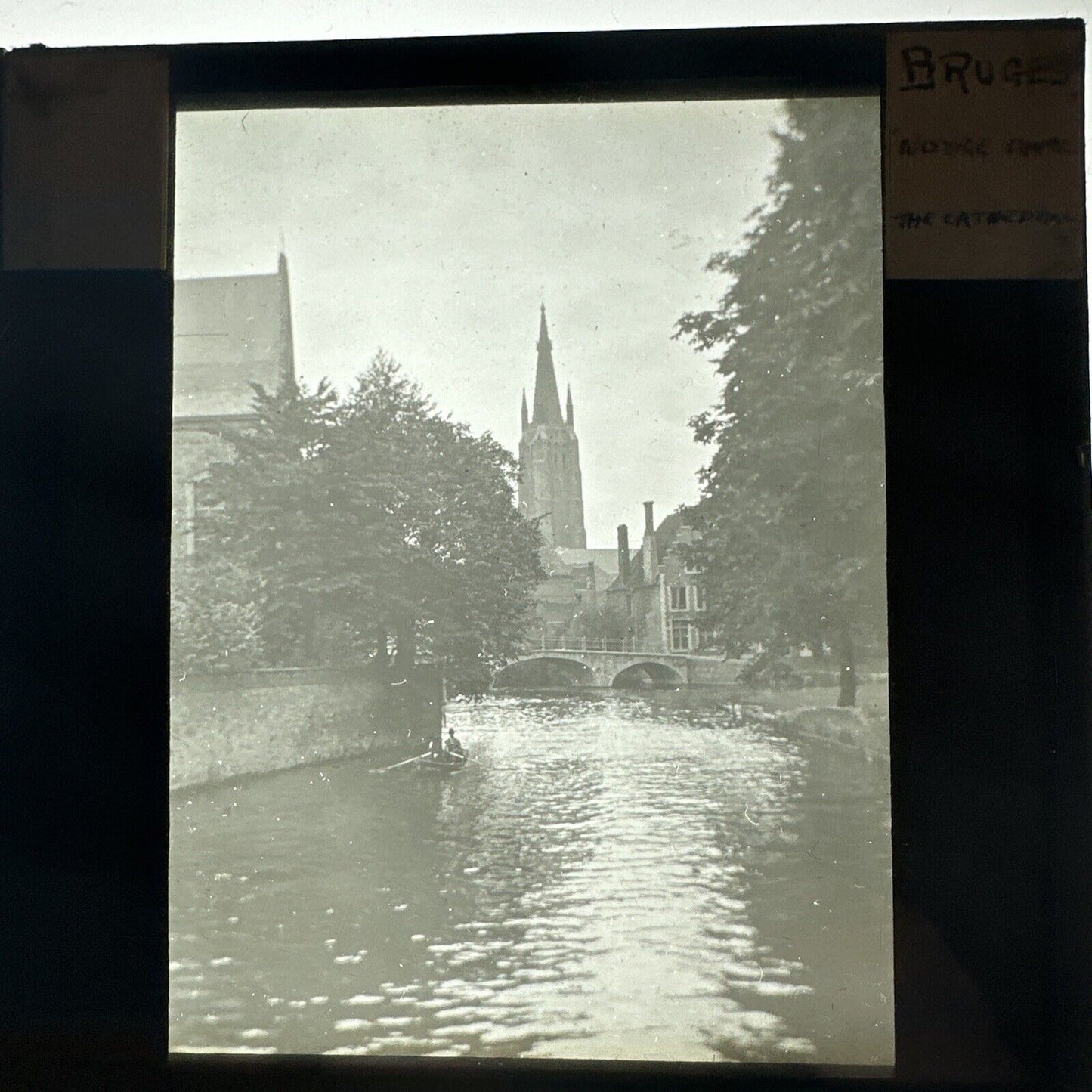 Antique magic lantern / projector glass slides Bruges