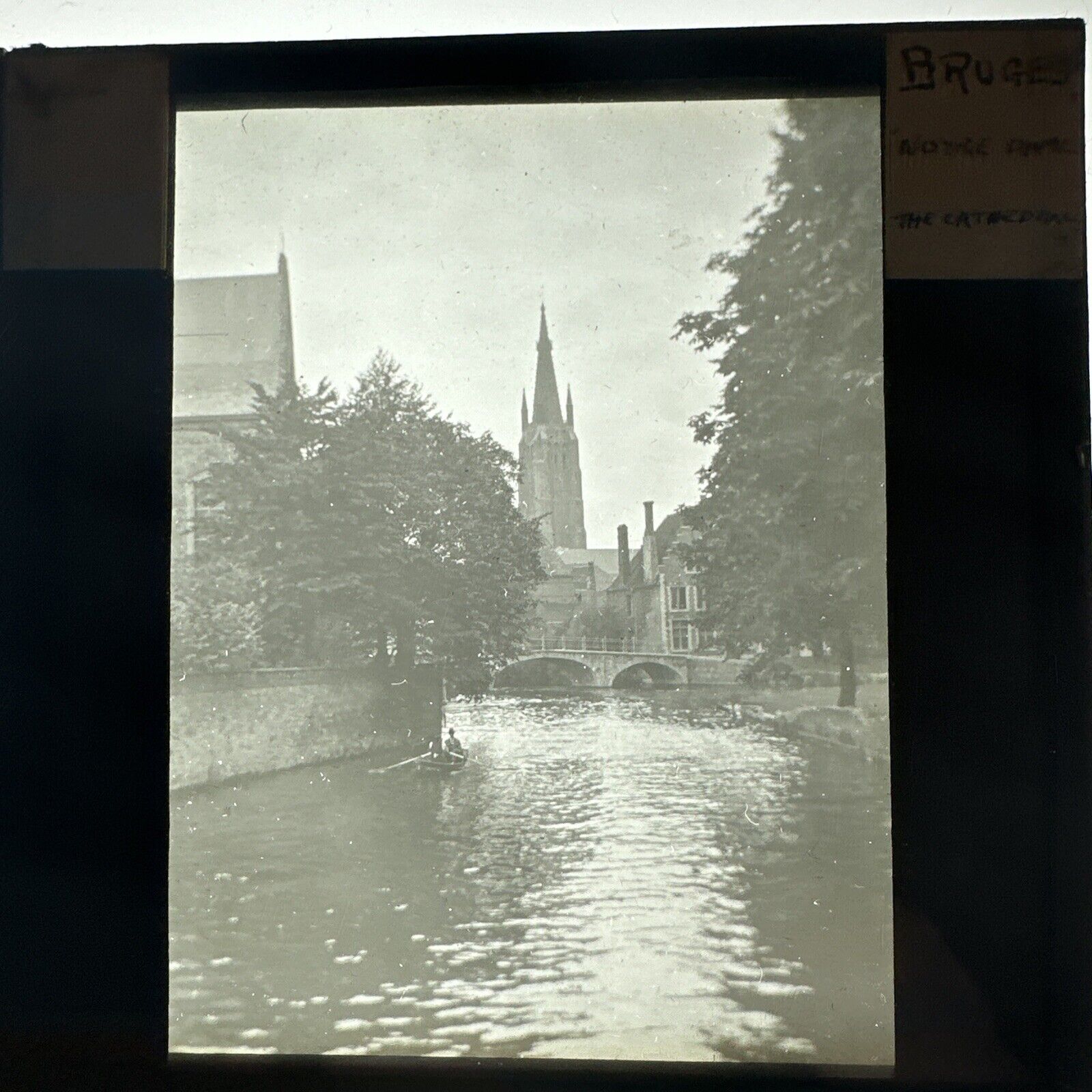 Antique magic lantern / projector glass slides Bruges