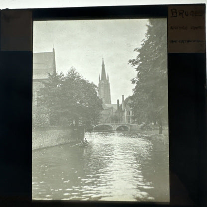 Antique magic lantern / projector glass slides Bruges